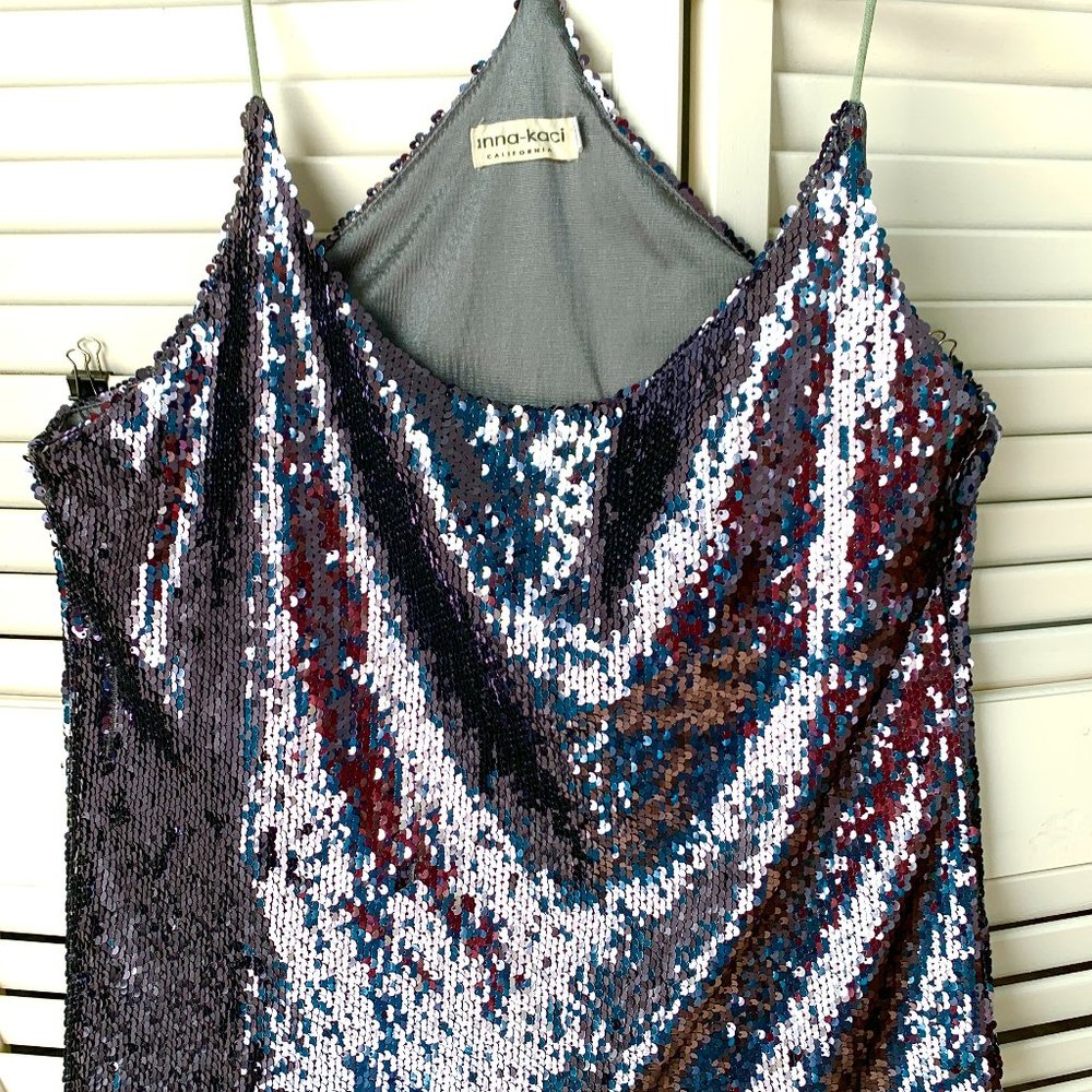 Very Gently Used XL Woman's Sequin T Back Cami Purple Top Orig $40.99